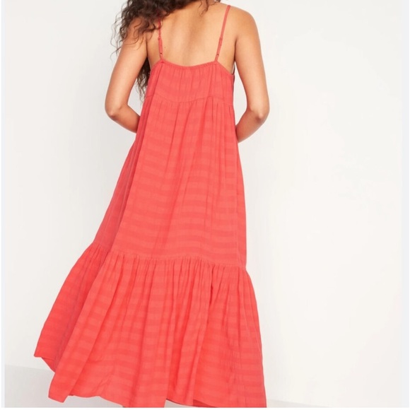❤️ NWT Old Navy Women's Tiered Tie-Front Maxi Swing Sundress Dress Red Lory SZ L - Picture 8 of 16